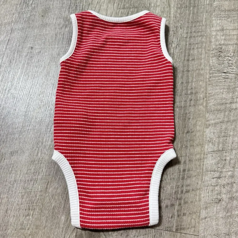 Baby Gap Brannan First Essentials Red Stripped Tank Bodysuit Bear 12-18 Months